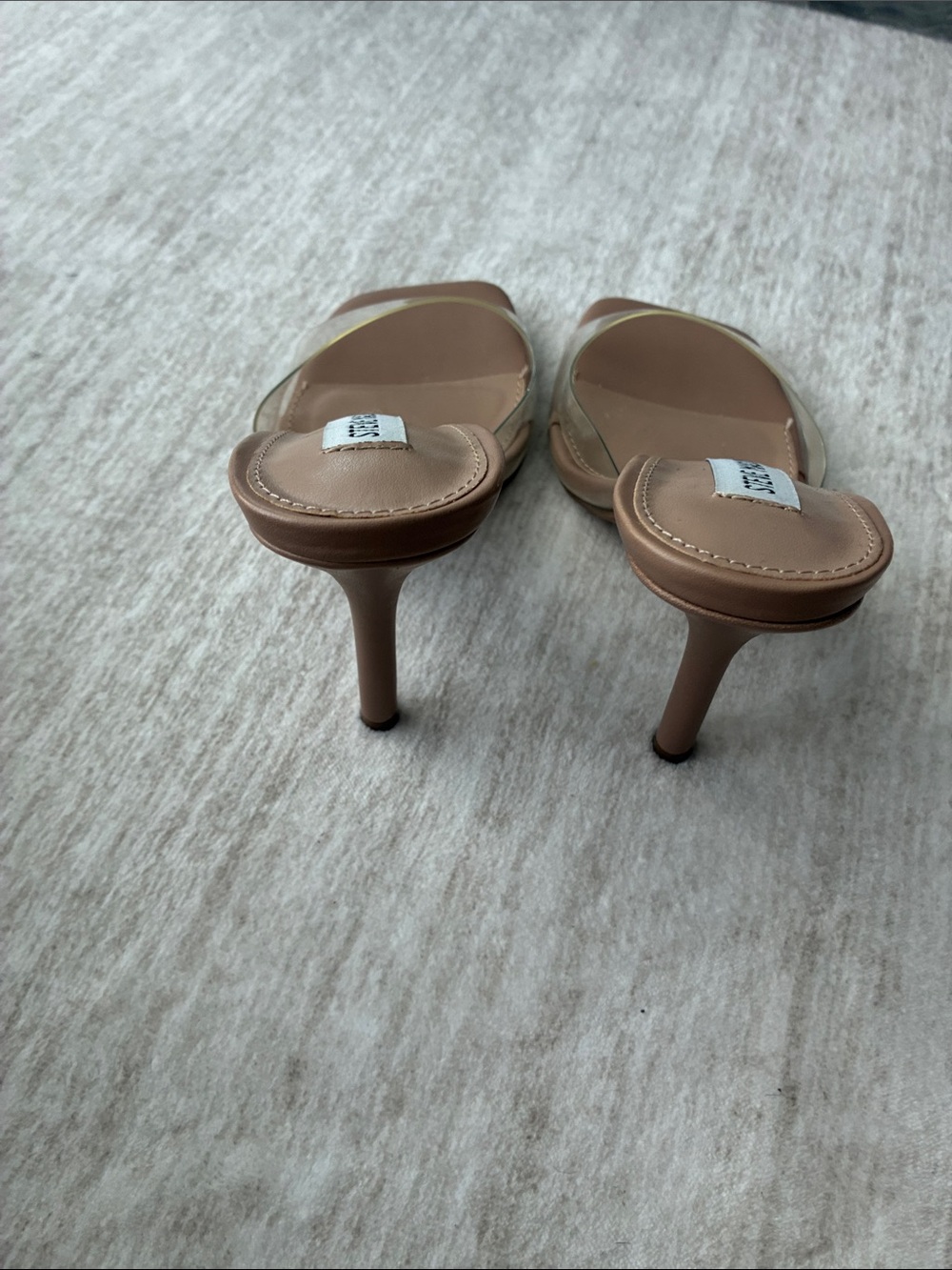 Steve Madden Clear Strap Slide Mules in Tan - Picture 3 of 8